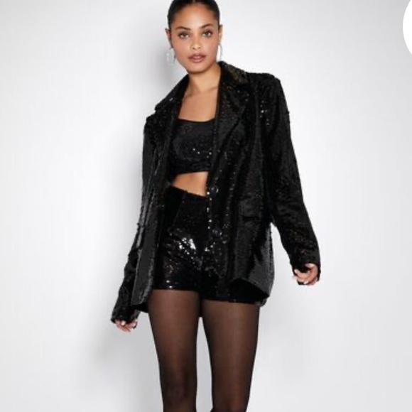 Sequin Notched Blazer - Picture 2 of 7